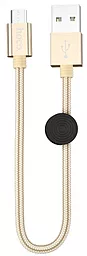 Кабель Hoco X35 Premium USB-A - micro USB 12w 2.4a 0.25м cable Gold - фото Кабель Hoco X35 Premium USB-A - micro USB 12w 2.4a 0.25м cable Gold