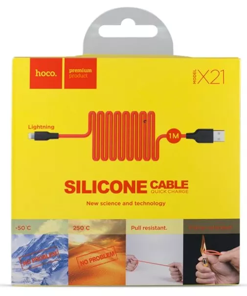 Кабель USB Hoco X21 Plus Silicone Lightning Cable Black/Red - фото 2