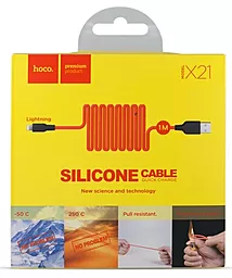 Кабель USB Hoco X21 Plus Silicone Lightning Cable Black/Red - миниатюра 2