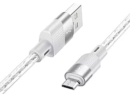 USB Кабель Hoco X99 Crystal Junction 12w 2.4a 1.2m micro USB cable gray - мініатюра 2