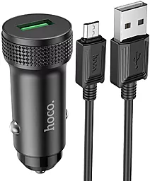 Автомобильное зарядное устройство Hoco Z49A 18w QC3.0 car charger + micro USB cable black - фото Автомобильное зарядное устройство Hoco Z49A 18w QC3.0 car charger + micro USB cable black