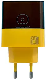 Сетевое зарядное устройство WUW C215 65w GaN PD/QC 2xUSB-C/USB-A ports charger yellow/brown - фото Сетевое зарядное устройство WUW C215 65w GaN PD/QC 2xUSB-C/USB-A ports charger yellow/brown