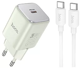 Сетевое зарядное устройство Hoco N43 30w GaN PD USB-C ports charger + USB-C to USB-C cable green - фото Сетевое зарядное устройство Hoco N43 30w GaN PD USB-C ports charger + USB-C to USB-C cable green