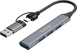 USB Type-C + USB-A хаб Canyon DS-02 4-in-1 USB3.0 grey (CNS-TDS02G)