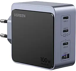 Сетевое зарядное устройство Ugreen X565 Nexode Air 100w GaN 3xUSB-C/USB-A ports fast charger Space Gray (35043) - фото Сетевое зарядное устройство Ugreen X565 Nexode Air 100w GaN 3xUSB-C/USB-A ports fast charger Space Gray (35043)