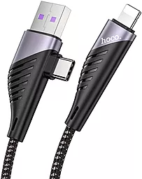 Універсальний кабель Hoco U95 Freeway 2-in-1 USB-A to Type-C/Lightning 20w 2.4a 1.2м cable Black - мініатюра 2 Універсальний кабель Hoco U95 Freeway 2-in-1 USB-A to Type-C/Lightning 20w 2.4a 1.2м cable Black - мініатюра 2