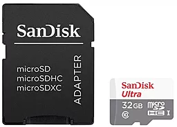 Карта памяти SanDisk microSDHC 32GB Ultra Class 10 UHS-I + SD-адаптер (SDSQUNS-032G-GN3MA)