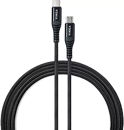Кабель USB PD Vinga Nylon 60W USB Type-C - Type-C Cable Black (VCDCCCM331)