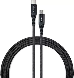 Кабель Vinga Nylon USB Type-C - Type-C 60w 3a 1м PD cable Black (VCDCCCM331) - фото Кабель Vinga Nylon USB Type-C - Type-C 60w 3a 1м PD cable Black (VCDCCCM331)
