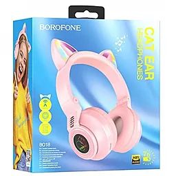 Наушники Borofone BO18 Cat ear Pink - миниатюра 3