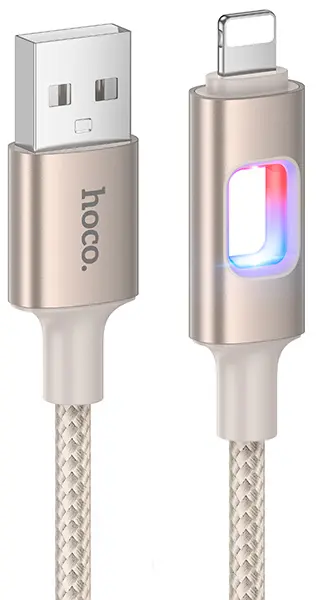 Кабель Hoco U144 USB-A - Lightning 12w 2.4a 1.2м cable Gold - фото 1