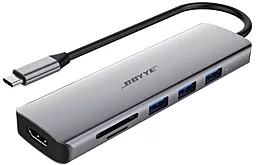 Мультипортовый USB Type-C хаб FrimeCom Boyye UC-602 6-in-1 gray