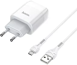 Сетевое зарядное устройство Hoco C72A Glorious 10.5W 2.1A + USB-C Cable White - миниатюра 2