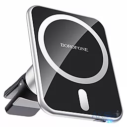 УЦЕНКА! Автодержатель магнитный, с беспроводной зарядкой Borofone BH43 Xperience Magnetic Black/Silver - фото УЦЕНКА! Автодержатель магнитный, с беспроводной зарядкой Borofone BH43 Xperience Magnetic Black/Silver