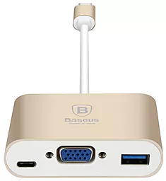 Мультипортовый USB Type-C хаб Baseus Sharp Series USB-C -> VGA/USB 2.0/USB Type-C Luxury Gold (CAAPMCBK-HVA0V) - миниатюра 2