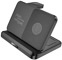 Беспроводная док-станция Hoco CQ7 Pass folding 3-in-1 15w wireless charger black - фото Беспроводная док-станция Hoco CQ7 Pass folding 3-in-1 15w wireless charger black