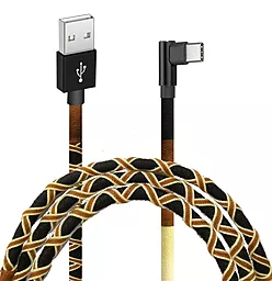 Кабель Grand-X L-type USB-A - Type-C 12w 2.4a 1м cable Brown/Yellow (FC-08BY) - фото Кабель Grand-X L-type USB-A - Type-C 12w 2.4a 1м cable Brown/Yellow (FC-08BY)
