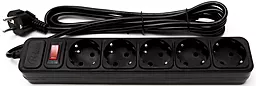 Сетевой фильтр (удлинитель) PrologiX 5 розеток 10A 3м с выключателем черный (PRS-050P5-30B)