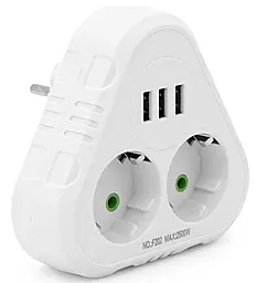 Сетевой фильтр (удлинитель) Voltronic F202-White 2500w 10a 2 розетки 3xUSB-A порта белый - фото Сетевой фильтр (удлинитель) Voltronic F202-White 2500w 10a 2 розетки 3xUSB-A порта белый