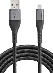 Кабель Glasscove BRAID2 USB-A - micro USB 12w 2.4a 1m cable Black (GB-AM13BK)