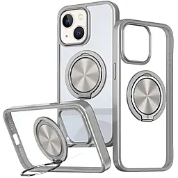 Чехол Epik TPU+PC Metal Ring with MagSafe для Apple iPhone 15 Gray - фото Чехол Epik TPU+PC Metal Ring with MagSafe для Apple iPhone 15 Gray
