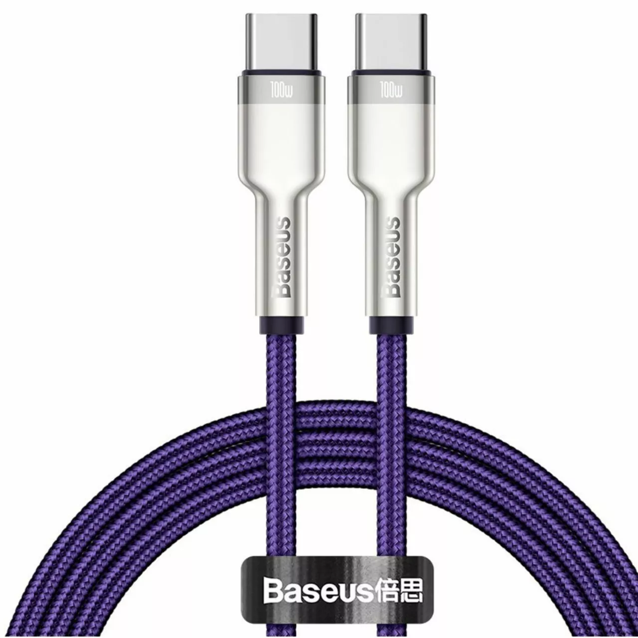 Кабель Baseus Cafule USB Type-C - Type-C 100w 5a 1м PD cable Purple (CATJK-C05) - фото 1
