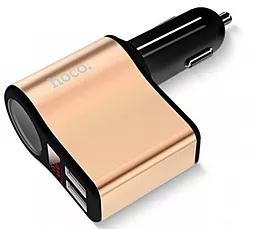 Автомобильное зарядное устройство Hoco 2 USB Car charger 2.1А+LCD Black (Z10) - миниатюра 2