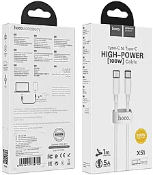 Кабель USB PD Hoco X51 High-Power 20V 5A USB Type-C - Type-C Cable White - миниатюра 4
