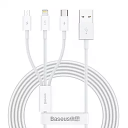 USB Кабель Baseus Superior 3.5A 1.5M 3-in-1 USB to Type-C/Lightning/micro USB Cable white (CAMLTYS-02)