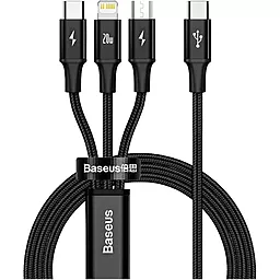 USB PD Кабель Baseus Rapid 20w 1.5m 3-in-1 USB-C to Type-C/Lightning/micro USB cable black (CAMLT-SC01)