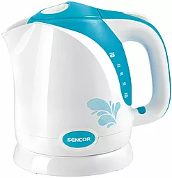 Электрочайник Sencor Series 1500, 1,5л, Strix, пластик, бело-голубой - фото Электрочайник Sencor Series 1500, 1,5л, Strix, пластик, бело-голубой