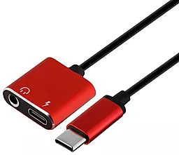 Аудіо-перехідник EasyLife GL-022 M-F Type-C -> Type-C + 3.5mm Red - фото Аудіо-перехідник EasyLife GL-022 M-F Type-C -> Type-C + 3.5mm Red