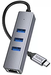 Мультипортовый USB Type-C хаб Hoco HB34 Easy 4-in-1 Hub gray