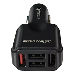 Автомобильное зарядное устройство с быстрой зарядкой Grand-X 4.8a QC3.0 4xUSB-A ports home charger black (CH-09)