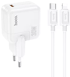 Сетевое зарядное устройство Hoco C112A 30w PD USB-C fast charger + USB-C to Lightning cable white