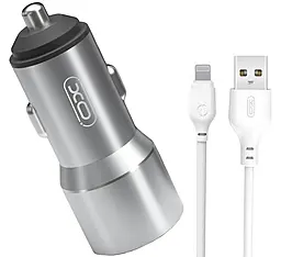 Автомобильное зарядное устройство XO TZ09 2.4a 2xUSB-A ports car charger + Lightning cable gray - фото Автомобильное зарядное устройство XO TZ09 2.4a 2xUSB-A ports car charger + Lightning cable gray
