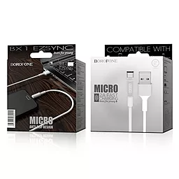 Кабель Borofone BX1 EzSync USB-A - micro USB 12w 2.4a 1м cable White - мініатюра 2 Кабель Borofone BX1 EzSync USB-A - micro USB 12w 2.4a 1м cable White - мініатюра 2