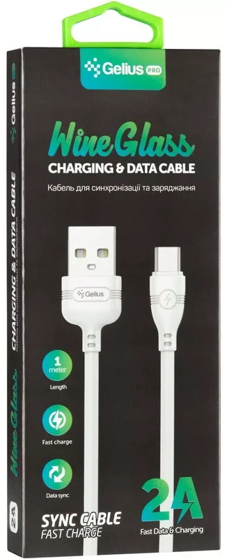 Кабель Gelius Pro WineGlass USB-A - Lightning 12w 2.4a 1м cable White - фото 3
