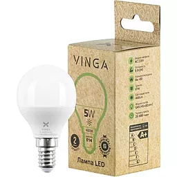 Світлодіодна лампа (LED) Vinga G45 E14 220V 400 Lm (VL-G45E14-54L) - мініатюра 2