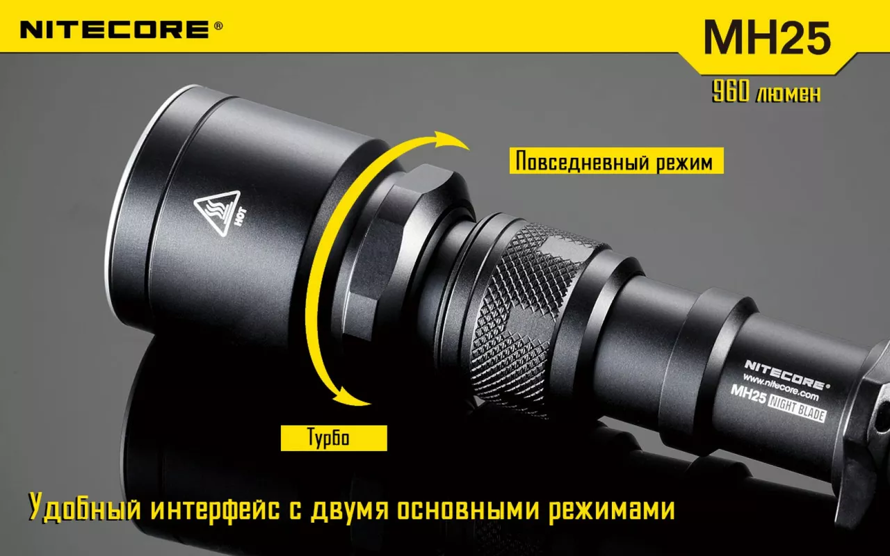 Фонарик аккумуляторный Nitecore MH25 NIGHT BLADE (6-1014) (1x18650, 2xCR123, 2xRCR123) - фото 7