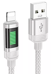 Кабель USB Hoco U126 Dunamic LED 12w 2.4a 1.2m Lightning cable  gray