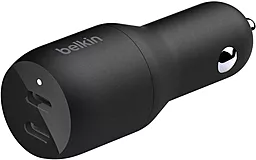 Автомобильное зарядное устройство Belkin 36w PD 2xUSB-C ports fast charger black (CCB002BTBK)