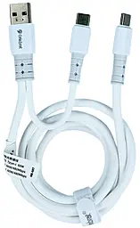 Кабель Celebrat HB-08C 2-in-1 USB Type-C to 2xType-C cable 66w 3a 1.2м Huawei SCP cable White - фото Кабель Celebrat HB-08C 2-in-1 USB Type-C to 2xType-C cable 66w 3a 1.2м Huawei SCP cable White