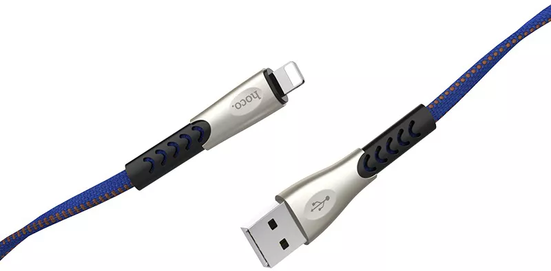 Кабель Hoco U48 Superior Speed Charging USB-A - Lightning 12w 2.4a 1.2м cable Blue - фото 3