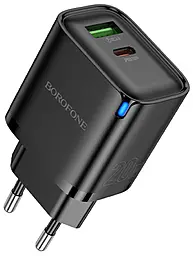 Сетевое зарядное устройство Borofone BA83A 20w PD/QC USB-C/USB-A ports fast charger black - фото Сетевое зарядное устройство Borofone BA83A 20w PD/QC USB-C/USB-A ports fast charger black