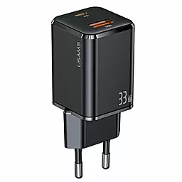 Сетевое зарядное устройство Usams T43 Mini GaN 33w PD USB-C/USB-A ports charger black (US-CC144) - фото Сетевое зарядное устройство Usams T43 Mini GaN 33w PD USB-C/USB-A ports charger black (US-CC144)