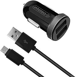 Автомобильное зарядное устройство Intaleo CCG212 2.1a 2xUSB-A ports car charger + micro USB cable black (1283126477416)