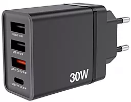 Сетевое зарядное устройство Verbatim 30w PD/QC 3xUSB-A/USB-C ports charger black - фото Сетевое зарядное устройство Verbatim 30w PD/QC 3xUSB-A/USB-C ports charger black