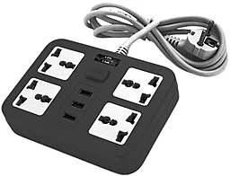 Сетевой фильтр (удлинитель) Voltronic ТВ-Т15 4 розетки 3xUSB-A 2м с выключателем чёрный - фото Сетевой фильтр (удлинитель) Voltronic ТВ-Т15 4 розетки 3xUSB-A 2м с выключателем чёрный