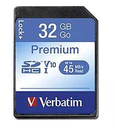 Карта памяти Verbatim SDHC 32GB Premium Class 10 UHS-I U1 V10 (43963)